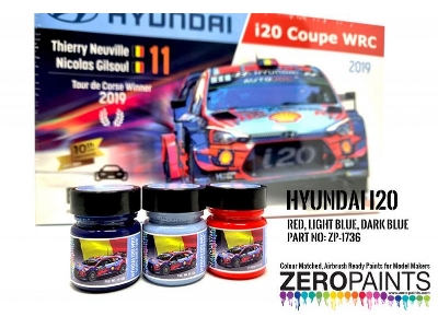 1736 Hyundai I20 Wrc Red, Light Blue & Dark Blue Set 3x30 Ml - image 1