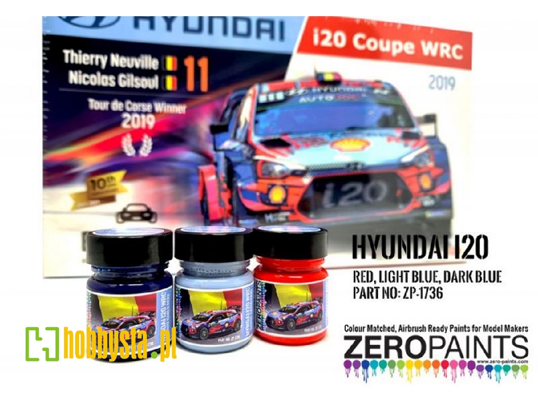 1736 Hyundai I20 Wrc Red, Light Blue & Dark Blue Set 3x30 Ml - image 1