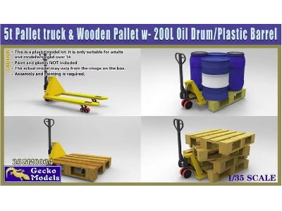 5t Pallet Truck And Wooden Pallet With 200l Oil Drum/Plastic Barrel - image 1