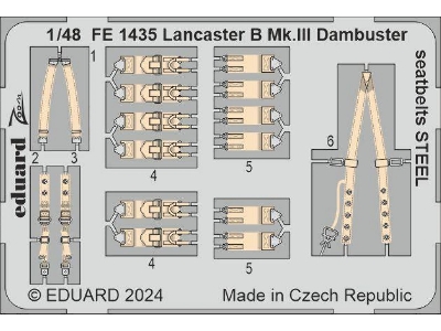 Lancaster B Mk. III Dambuster seatbelts STEEL 1/48 - HONG KONG MODELS - image 1