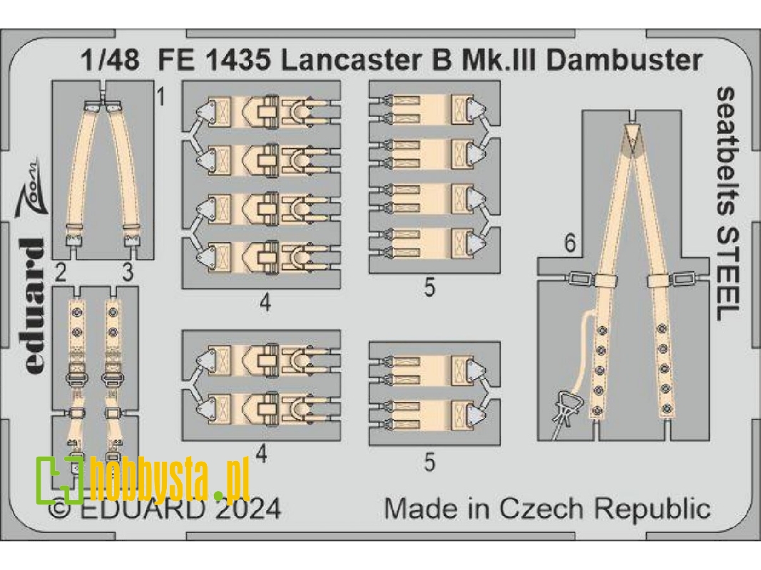 Lancaster B Mk. III Dambuster seatbelts STEEL 1/48 - HONG KONG MODELS - image 1