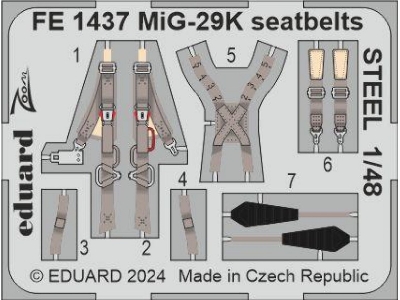 MiG-29K seatbelts STEEL 1/48 - HOBBY BOSS - image 1