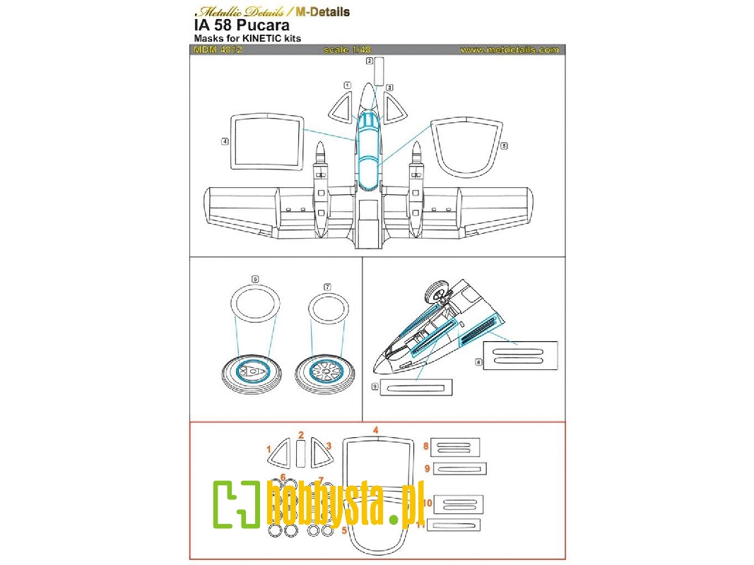 Fma Ia-58a Pucara - Canopy Paint Masks (Designed To Be Used With Kinetic Model Kits) - image 1