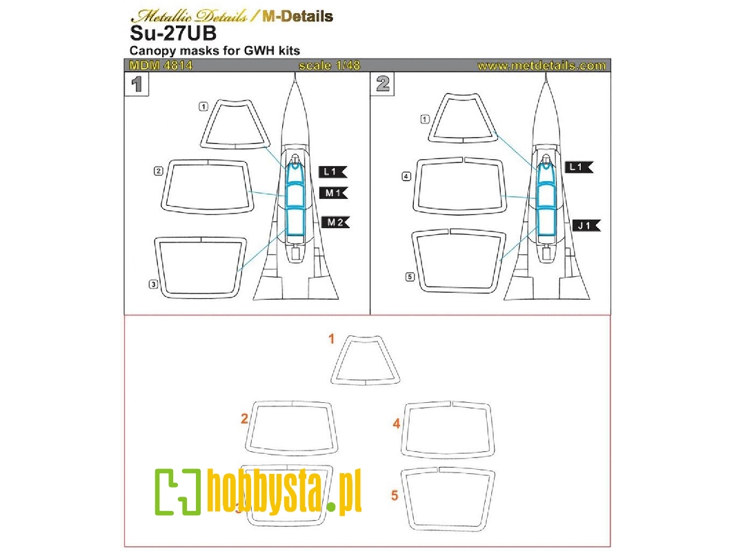 Sukhoi Su-27 Ub Canopy Masks (Designed To Be Used With Great Wall Hobby Kits) - image 1