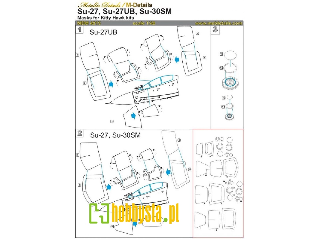 Sukhoi Su-27/su-27ub/su-30sm Masks (Designed To Be Used With Kitty Hawk Models Kits) - image 1