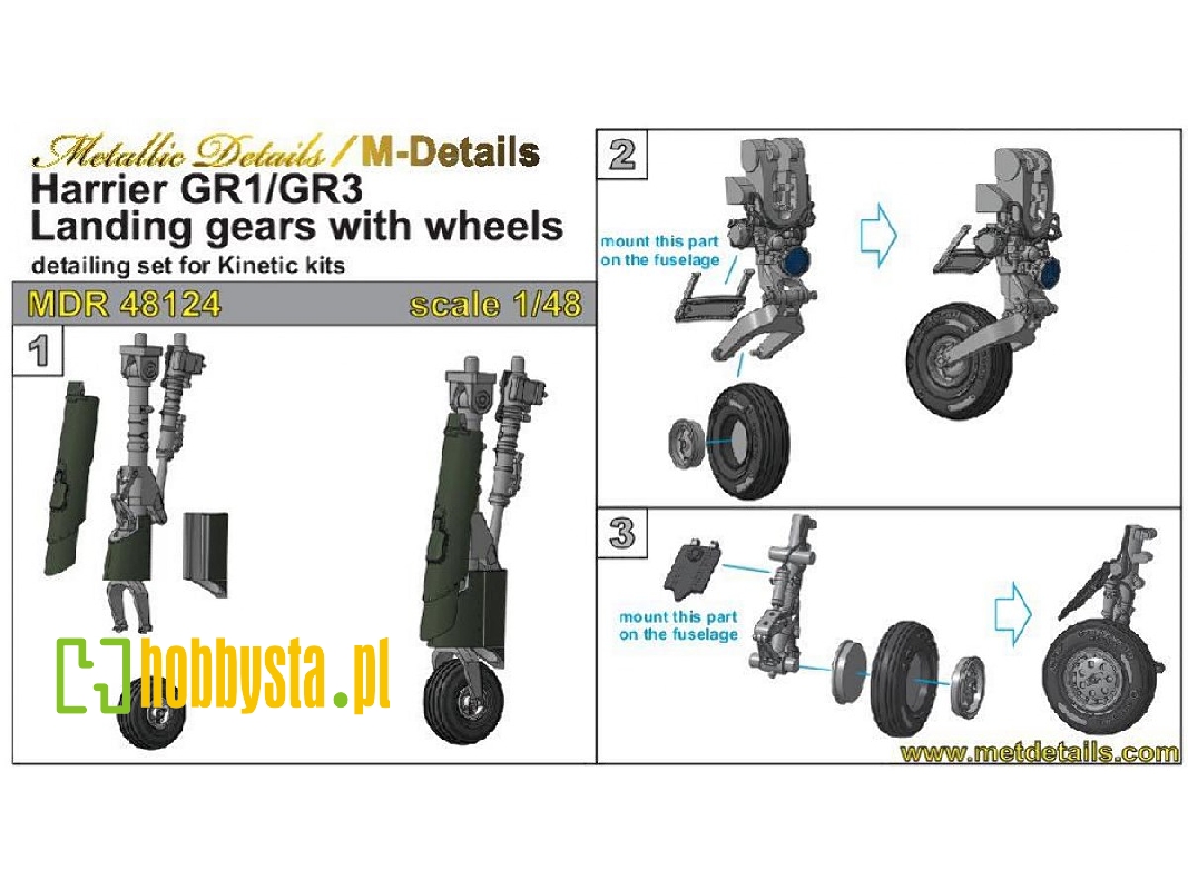 Bae Harrier Gr.1/gr.3 Landing Gears With Wheels (Designed To Be Used With Kinetic Model Kits) - image 1