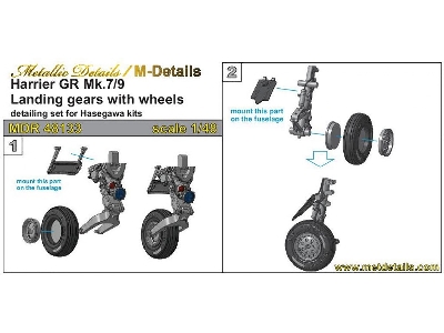 Bae Harrier Gr Mk.7/9 - Landing Gear With Wheels (Designed To Be Used With Hasegawa Kits) - image 1