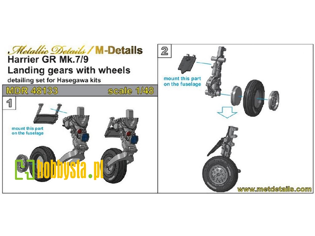 Bae Harrier Gr Mk.7/9 - Landing Gear With Wheels (Designed To Be Used With Hasegawa Kits) - image 1