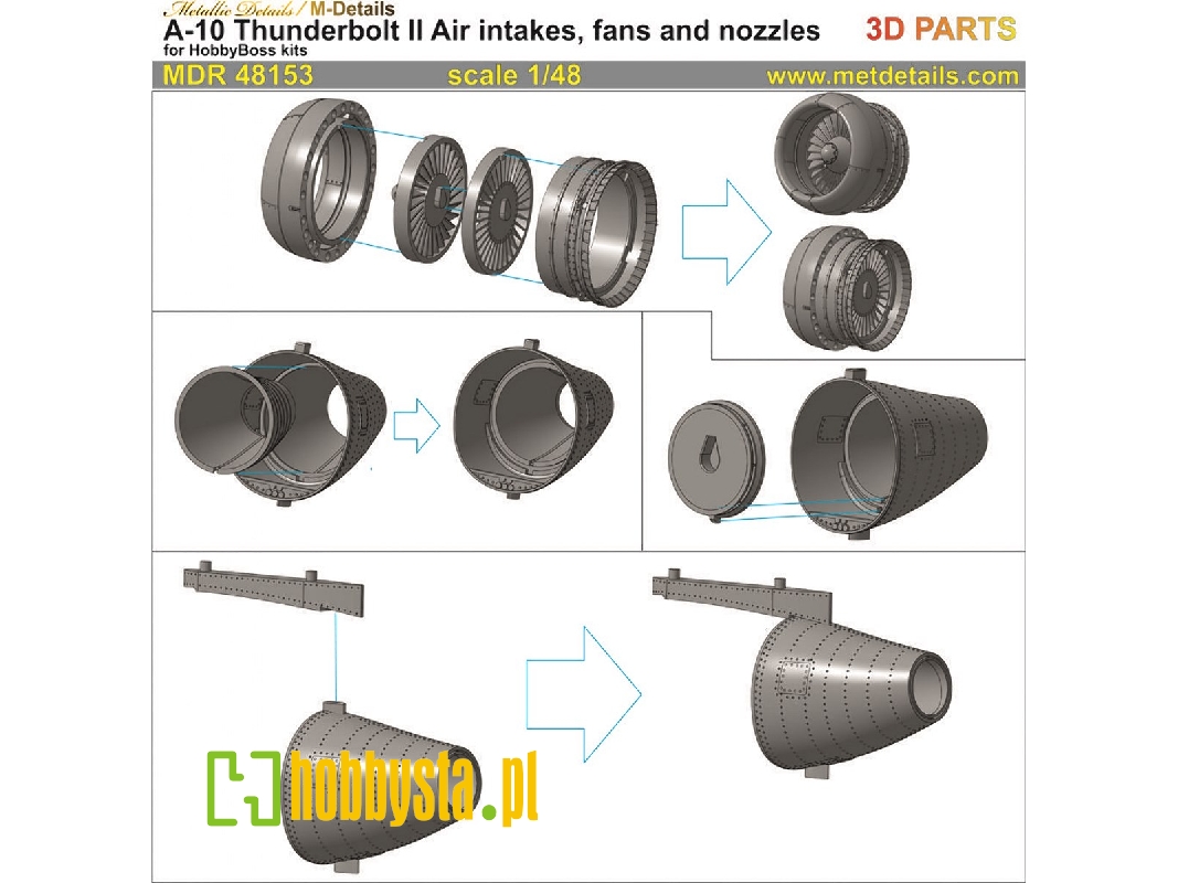 Fairchild A-10 A/b/c Thunderbolt Ii - Air Intakes, Fans And Nozzles (Designed To Be Used With Hobby Boss Kits) - image 1