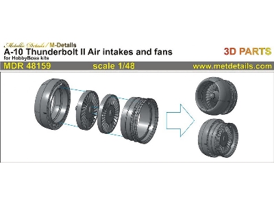 Fairchild A-10 A/b/c Thunderbolt Ii - Air Intakes And Fans (Designed To Be Used With Hobby Boss Kits) - image 1