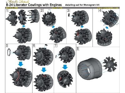 Consolidated B-24 Liberator - Cowlings With Engines Set (For Monogram Kits) - image 3