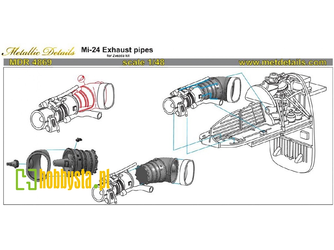 Mil Mi-24 V/vp - Exhaust Pipes (Designed To Be Used With Zvezda Kits) - image 1