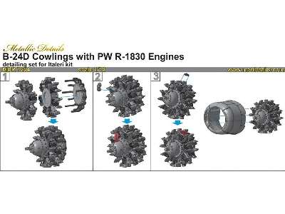 Consolidated B-24 D Liberator - Cowlings With R-1830 Engines Set (For Italeri Kits) - image 8