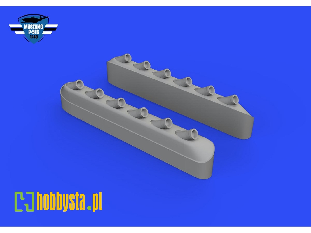 P-51B/ C exhaust stacks w/ fairing 1/48 - EDUARD - image 1