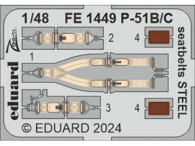 P-51B/ C seatbelts STEEL 1/48 - EDUARD - image 1