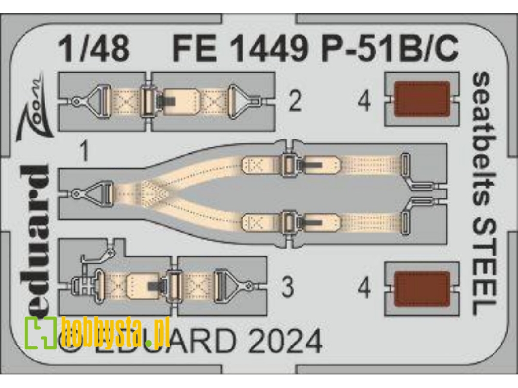 P-51B/ C seatbelts STEEL 1/48 - EDUARD - image 1