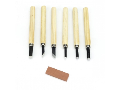 Wood Carving Tool Set With Sharpening Stone (6 Chisels) - image 1