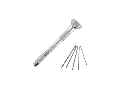 Pin Vice Double Ended Swivel Top & 5 Drill Bits  - image 1