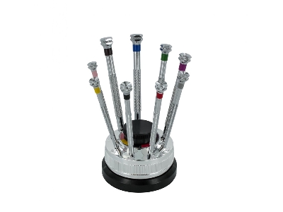 Precision Screwdriver (9 Pcs) Set With Revolving Stand  - image 1