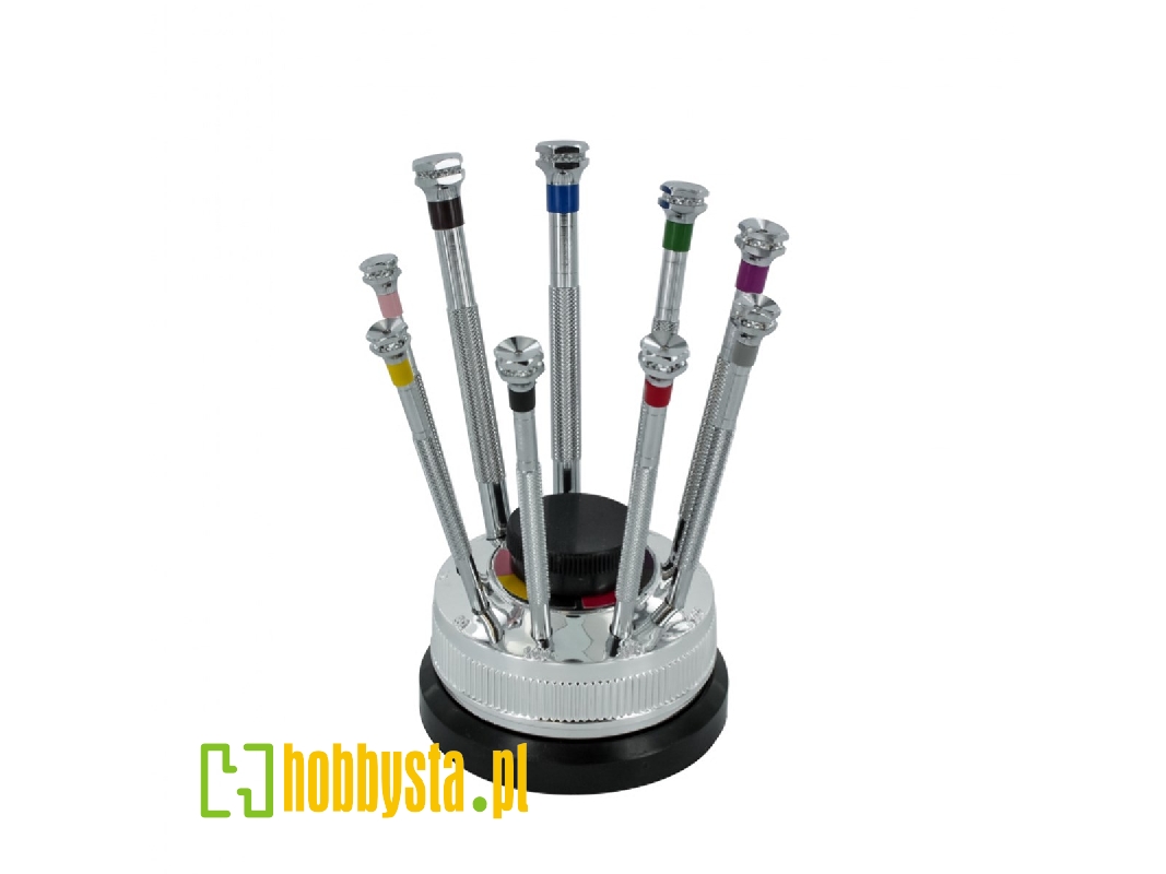 Precision Screwdriver (9 Pcs) Set With Revolving Stand  - image 1