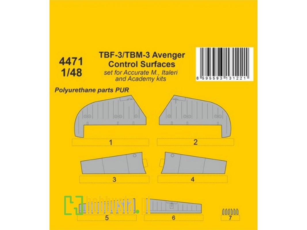 Tbf-3/Tbm-3 Avenger Control Surfaces (For Accurate M., Italeri And Academy Kits) - image 1 Tbf-3/Tbm-3 Avenger Control Surfaces (For Accurate M., Italeri And Academy Kits) - image 1