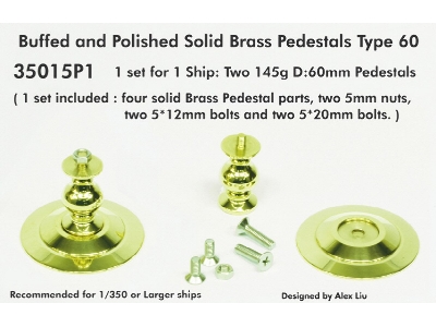 Buffed And Polished Solid Brass Pedestals Type 60 - image 1