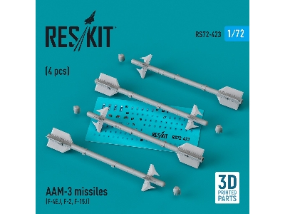 Aam-3 Missiles (4pcs) (F-4ej, F-2, F-15j) (3d Printed) - image 1