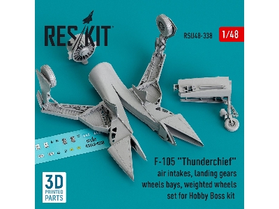 F-105 'thunderchief' Air Intakes, Landing Gears With Wheels Bays And Weighted Wheels Set For Hobby Boss Kit (3d Printed) - image