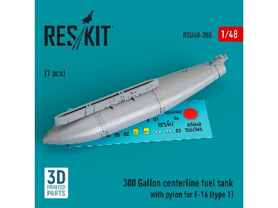 300 Gallon Centerline Fuel Tank With Pylon For F-16 (Type 1) (1pc) (3d Printed) - image 1