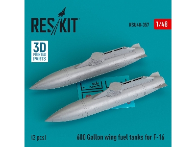 600 Gallon Wing Fuel Tanks For F-16 (2pcs) (3d Printed) - image 1