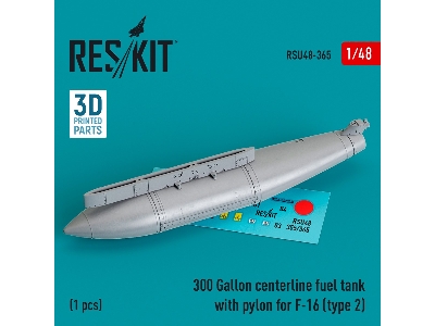300 Gallon Centerline Fuel Tank With Pylon For F-16 (Type 2) (1pc) (3d Printed) - image 1