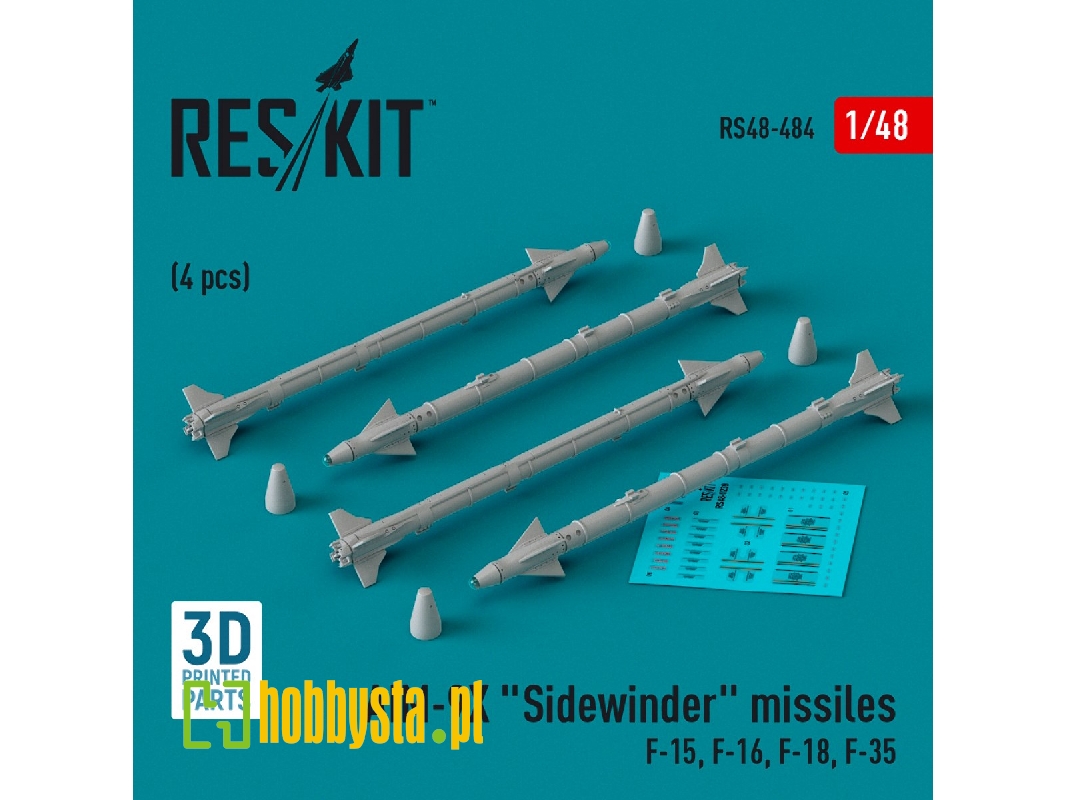 Aim-9x 'sidewinder' Missiles (4pcs) (F-15, F-16, F-18, F-35) (3d Printed) - image 1 Aim-9x 'sidewinder' Missiles (4pcs) (F-15, F-16, F-18, F-35) (3d Printed) - image 1