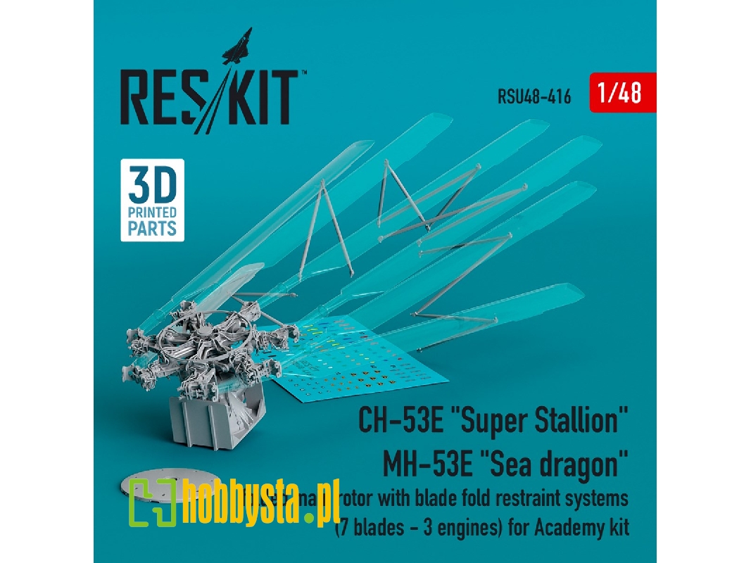 Ch-53e 'super Stallion', Mh-53e 'sea Dragon' Folded Main Rotor With Blade Fold Restraint Systems (7 Blades - 3 Engines) For Acad Ch-53e 'super Stallion', Mh-53e 'sea Dragon' Folded Main Rotor With Blade Fold Restraint Systems (7 Blades - 3 Engines) For Acad