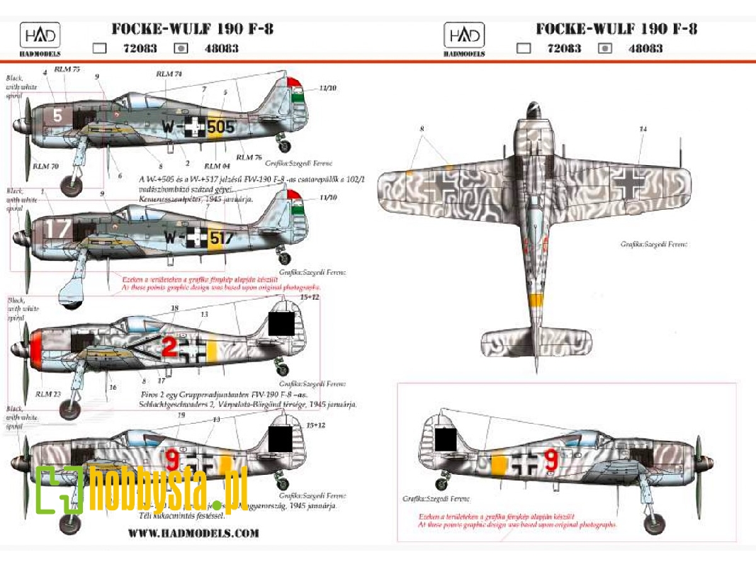 Fw-190 F-8 Red/ Black 2; 9; W-517; W505 - image 1 Fw-190 F-8 Red/ Black 2; 9; W-517; W505 - image 1