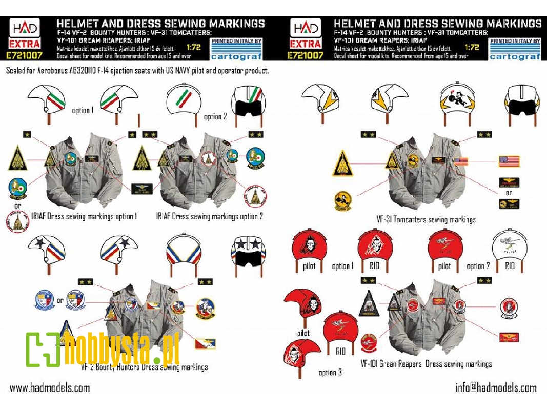 F-14a/D Helmet And Dress Sewing Markings Vf-2, Vf-101, Vf-31 Decal Sheet - image 1 F-14a/D Helmet And Dress Sewing Markings Vf-2, Vf-101, Vf-31 Decal Sheet - image 1