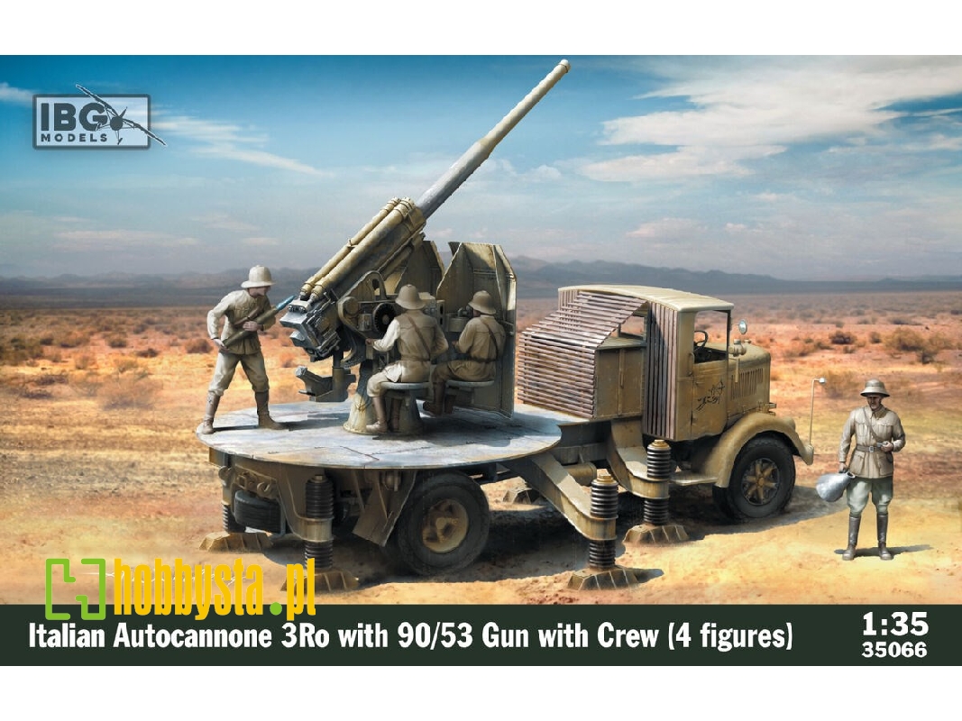 Italian Autocannone 3ro With 90/53 Gun And Crew (4 Figures) - image 1