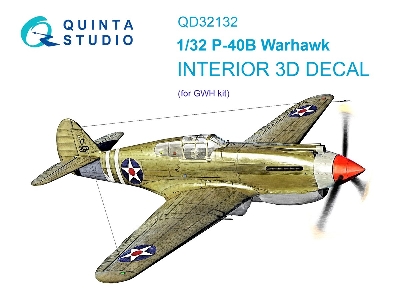 Curtiss P-40 B Warhawk - 3d-printed & Coloured Interior (For Gwh Kits) - image 2