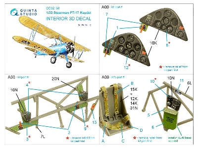 Stearman Pt-17 Kaydet - 3d-printed & Coloured Interior (For Roden Kits) - image 10