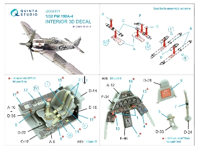 Focke Wulf Fw-190 A-4 - 3d-printed & Coloured Interior (For Zoukei Mura Kits) - image 10