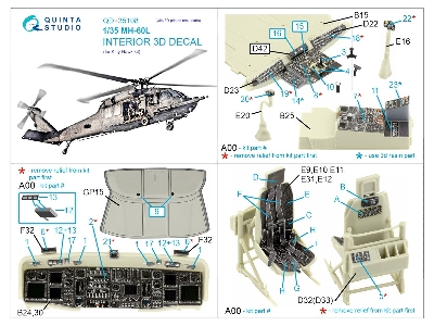 Sikorsky Mh-60 L - Interior 3d Decal With 3d-printed Resin Parts (For Kittyhawk Kits) - image 12