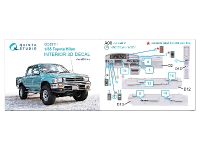 Toyota Hilux - 3d-printed & Coloured Interior (For Meng Kits) - image 10