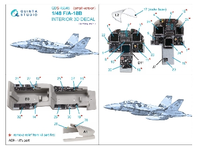 Mcdonnell Douglas F/A-18 B Hornet - 3d-printed & Coloured Interior Small Version (For Hasegawa Kits) - image 3