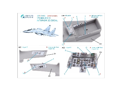 Mig-29 9-13 - 3d-printed & Coloured Interior Small Version (For Zvezda 7278 Kits) - image 6