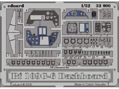 Bf 109G-6 dashboard 1/32 - Hasegawa - image 1