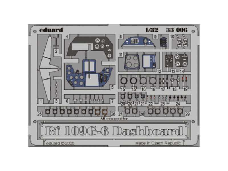 Bf 109G-6 dashboard 1/32 - Hasegawa - image 1