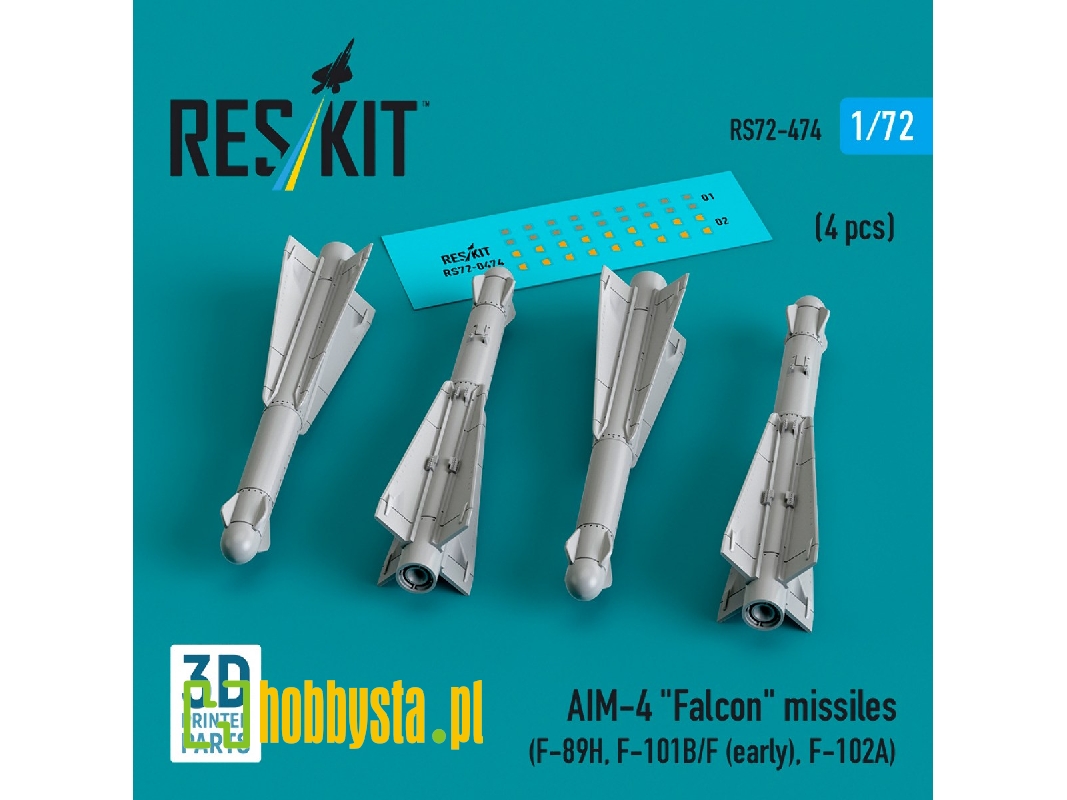 Aim-4 'falcon' Missiles (4pcs) (F-89h, F-101b/F (Early), F-102a) (3d Printed) - image 1 Aim-4 'falcon' Missiles (4pcs) (F-89h, F-101b/F (Early), F-102a) (3d Printed) - image 1