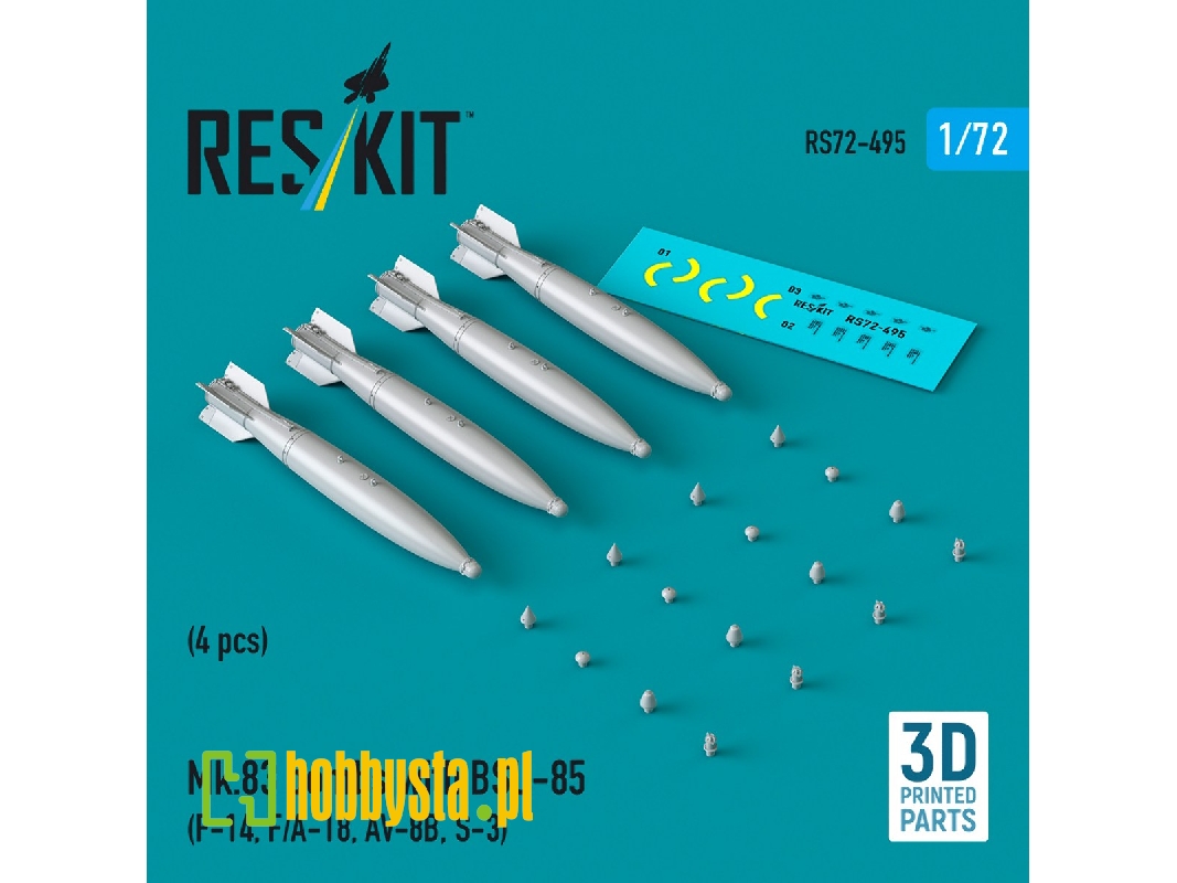 Mk.83 Bombs With Bsu-85 (4pcs) (F-14, F/A-18, Av-8b, S-3) (3d Printed) - image 1