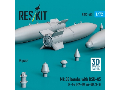 Mk.83 Bombs With Bsu-85 (4pcs) (F-14, F/A-18, Av-8b, S-3) (3d Printed) - image 2