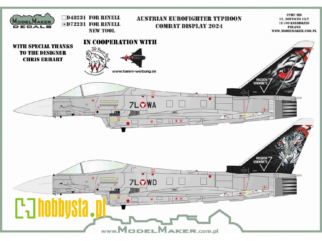Austrian Eurofighter Typhoon Combat Display 2024 (For Revell Kits) - image 1 Austrian Eurofighter Typhoon Combat Display 2024 (For Revell Kits) - image 1