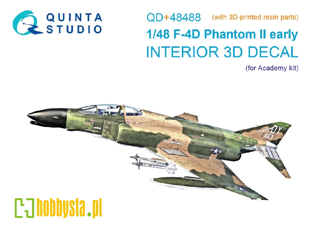 F-4 D Early Phantom Ii - 3d-printed & Coloured Interior On Decal Paper With 3d-printed Resin Part (For Academy Kits) - image 1 F-4 D Early Phantom Ii - 3d-printed & Coloured Interior On Decal Paper With 3d-printed Resin Part (For Academy Kits) - image 1